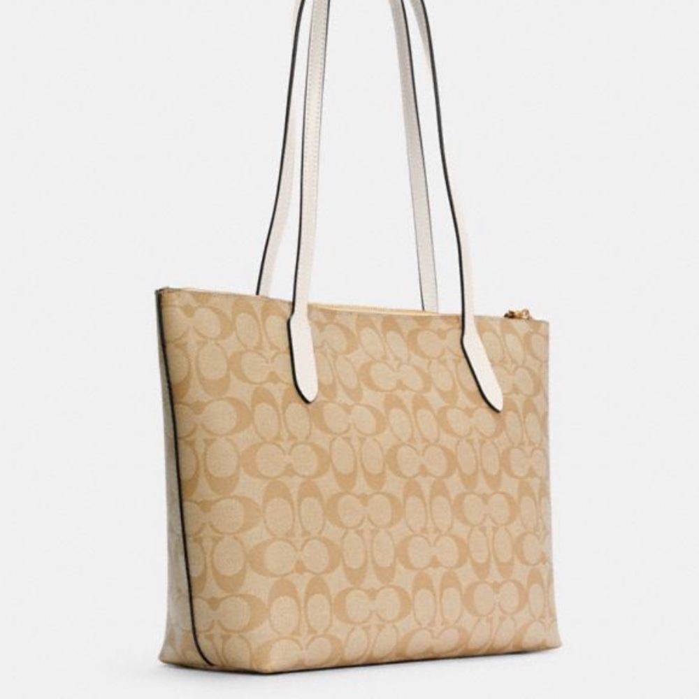 Coach Top Zip Tote in Signature Canvas - Picture 3 of 4